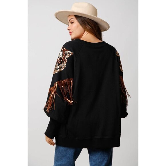 Sequin and Fringe Tiger Sweatshirt - Picture 3 of 6